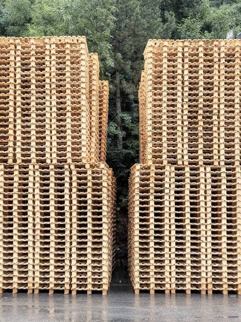 Wooden pallets in storage - Extra Pallets LTD